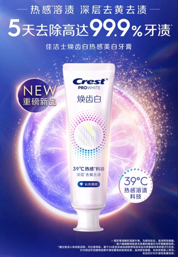 佳潔士煥齒白熱感美白牙膏