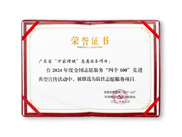 無限極“萬家增健”項目獲評全國志愿服務(wù)“四個100”最佳項目